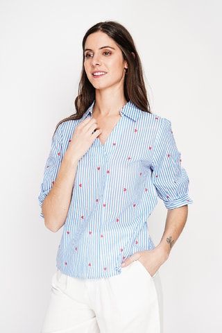 Blusa in lino - Blu