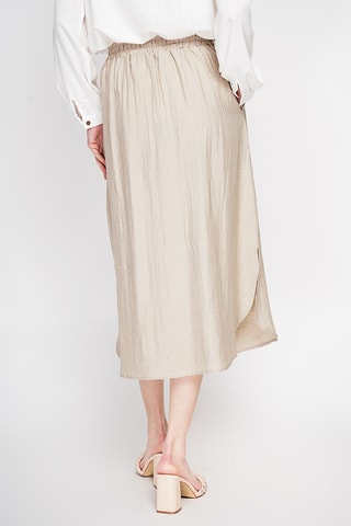 Gonna midi in lino - Beige