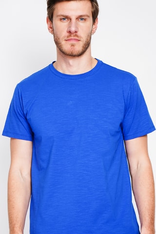 T-shirt in lino - Blu