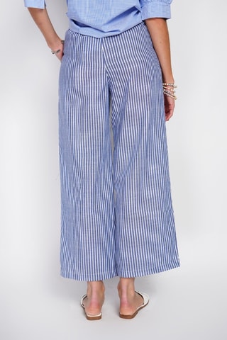 Pantaloni a vita alta in lino - Bianco e blu