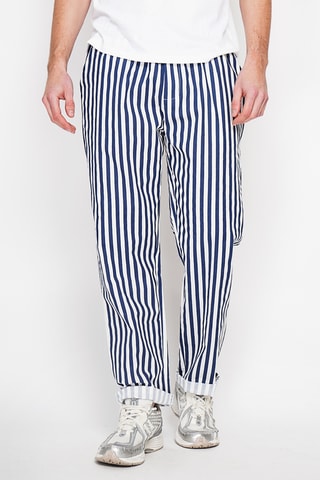 Pantaloni straight in lino - Navy