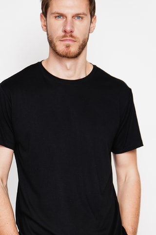 T-shirt in lino - Nero