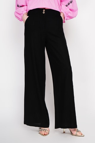 Pantaloni taglio ampio in lino - Nero
