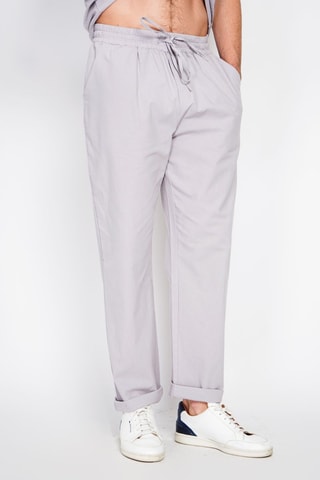 Pantaloni straight in lino - Grigio