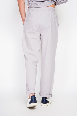 Pantaloni straight in lino - Grigio