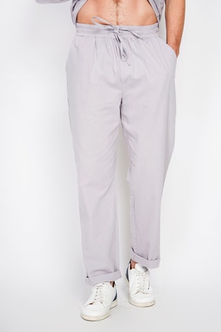 Pantaloni straight in lino - Grigio
