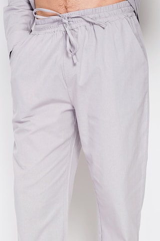 Pantaloni straight in lino - Grigio