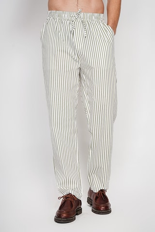 Pantaloni straight in lino - Kaki