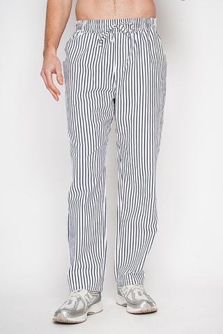 Pantaloni straight in lino - Navy