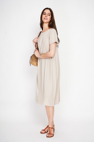 Abito trapezio in lino - Beige