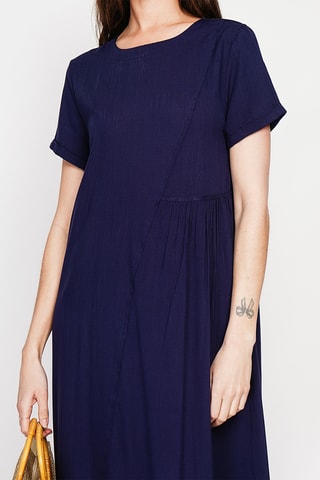 Abito trapezio in lino - Navy