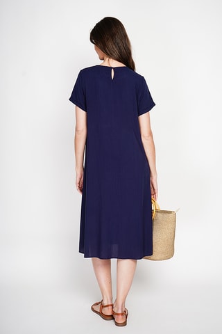 Abito trapezio in lino - Navy