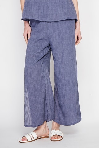 Pantaloni a vita alta in lino - Blu
