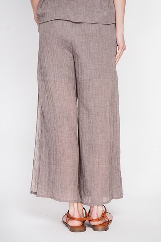 Pantaloni a vita alta in lino - Marrone