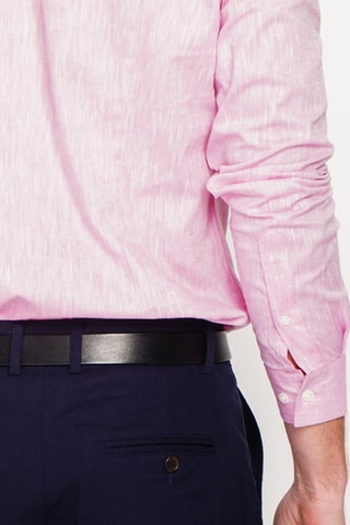 Camicia slim in lino - Rosa