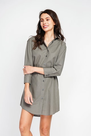 Abito a camicia in lino - Kaki