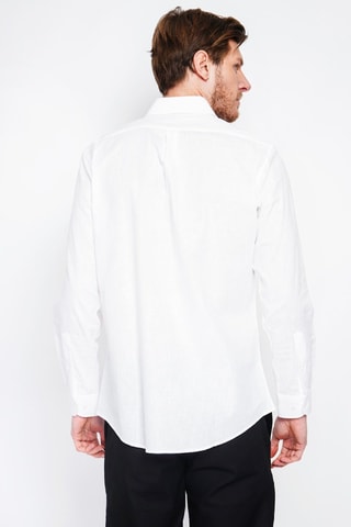 Camicia regular in lino - Bianco