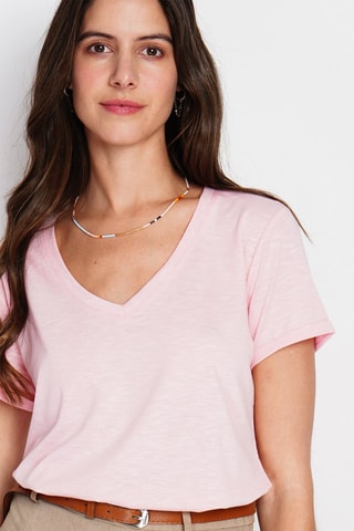 T-shirt in lino - Rosa