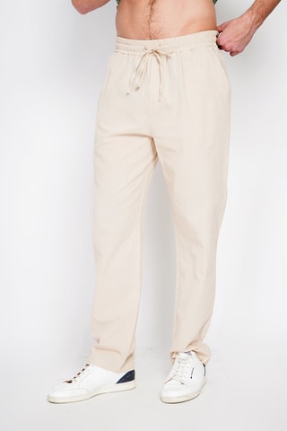 Pantaloni straight in lino - Beige