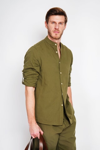 Camicia in lino - Kaki