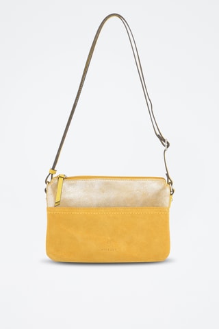 Sac bandoulière en croûte de cuir Sabine - Beige et jaune