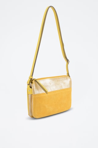 Sac bandoulière en croûte de cuir Sabine - Beige et jaune