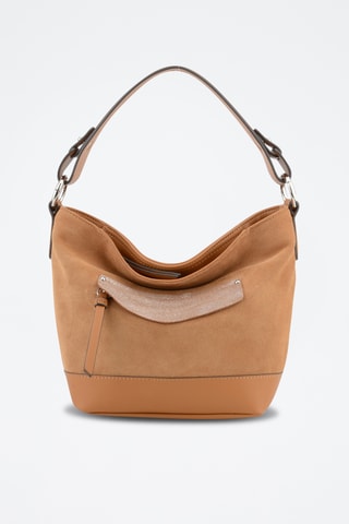 Sac porté épaule en croûte de cuir Sabine - Marron