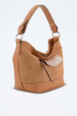 Sac porté épaule en croûte de cuir Sabine - Marron