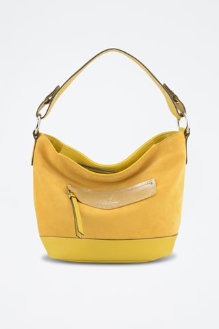 Sac porté épaule en croûte de cuir Sabine - Jaune