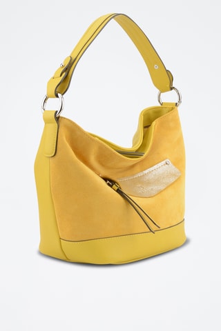 Sac porté épaule en croûte de cuir Sabine - Jaune