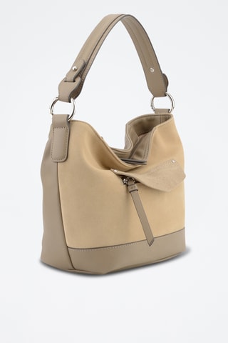 Sac porté épaule en croûte de cuir Sabine - Gris
