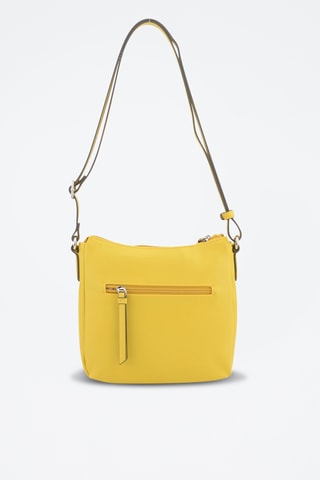 Sac bandoulière en croûte de cuir Sabine - Blanc et jaune