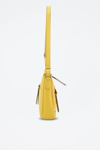 Sac bandoulière en croûte de cuir Sabine - Blanc et jaune
