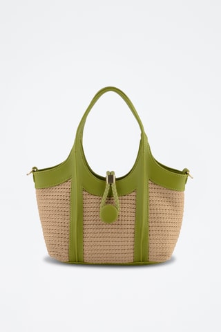 Sac porté épaule - Beige et vert