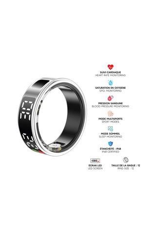 Anillo inteligente Mogie - Modelo Saturn - Plateado - Talla 12