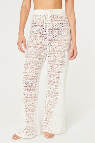 Pantalon cargo en dentelle taille haute - Ecru