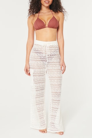 Pantalon cargo en dentelle taille haute - Ecru