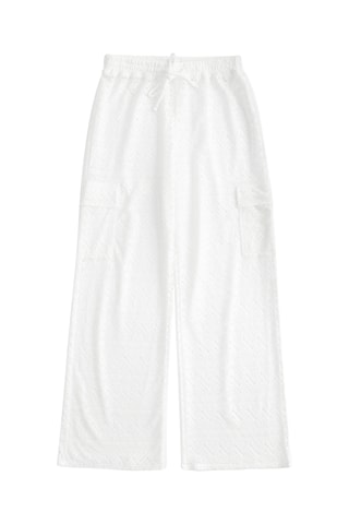 Pantalon cargo en dentelle taille haute - Ecru