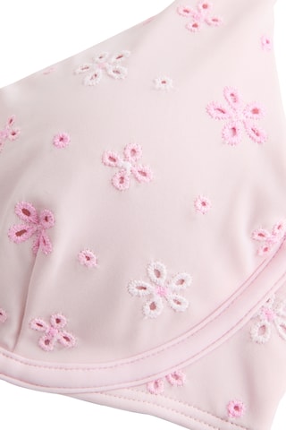 Haut de maillot en broderie anglaise coques - Rose poudré