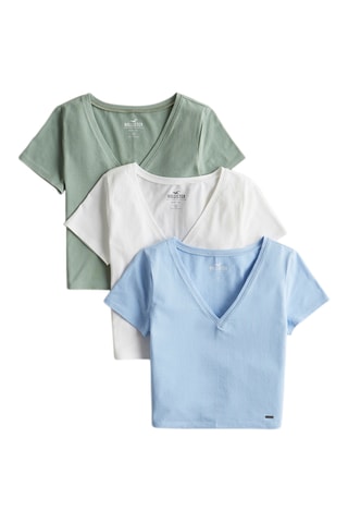 3 t-shirts - Azul-celeste e branco