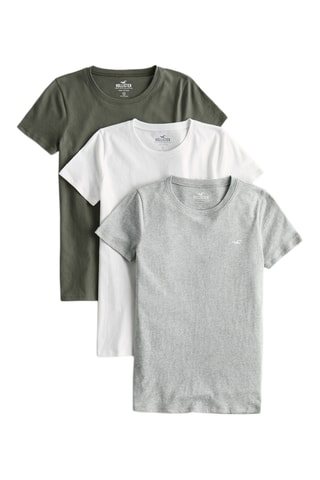 3 t-shirts - Vert olive et blanc