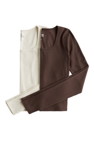 2 tops - Ecru et marron