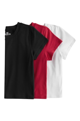 3 t-shirts relaxed - Noir et rouge