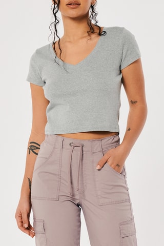 T-shirt cropped - Gris chiné
