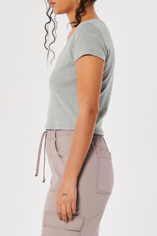 T-shirt cropped - Gris chiné