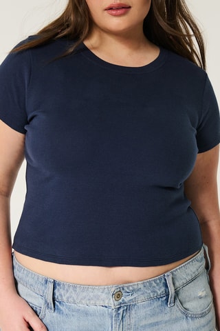 T-shirt cropped - Bleu marine