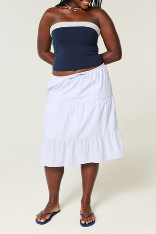 Top bustier réversible - Bleu marine et gris clair chiné