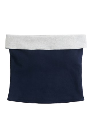 Top bustier réversible - Bleu marine et gris clair chiné