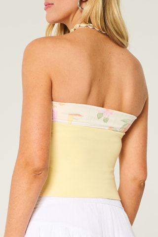 Top bustier réversible - Jaune et rose