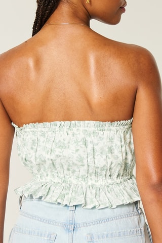 Crop top bustier - Blanc et vert